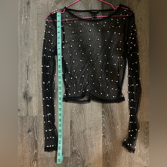 Forever 21 Pearl Mesh Top - L - Picture 6 of 6